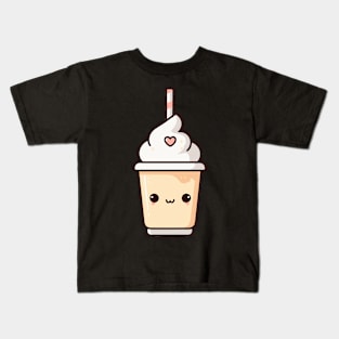 Cute Kawaii Vanilla Milkshake Illustration with a Heart | Kawaii Food Lovers Kids T-Shirt